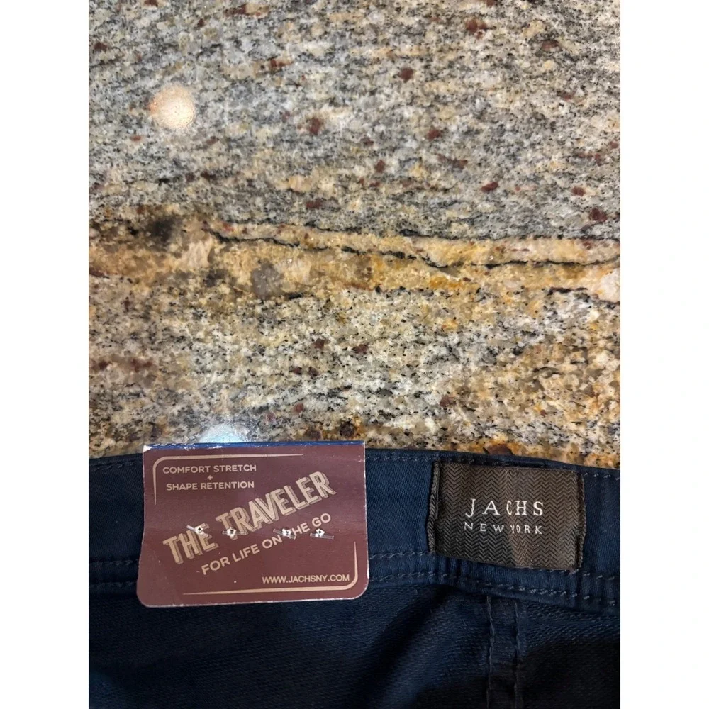 NWT Jachs NY Mens‎ The Traveler Straight Fit Pants Navy Blue 36x33 Stretch